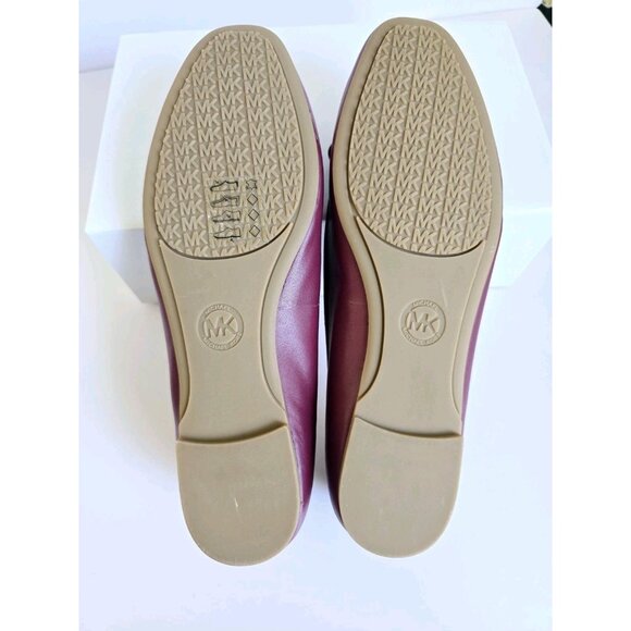 MICHAEL Michael Kors Nori Leather Burgundy Red Bow Slip On Ballet Flat Shoes 6 - Picture 11 of 11
